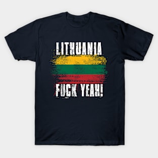 Lithuania Fuck Yeah! Wartorn Distressed Flag T-Shirt